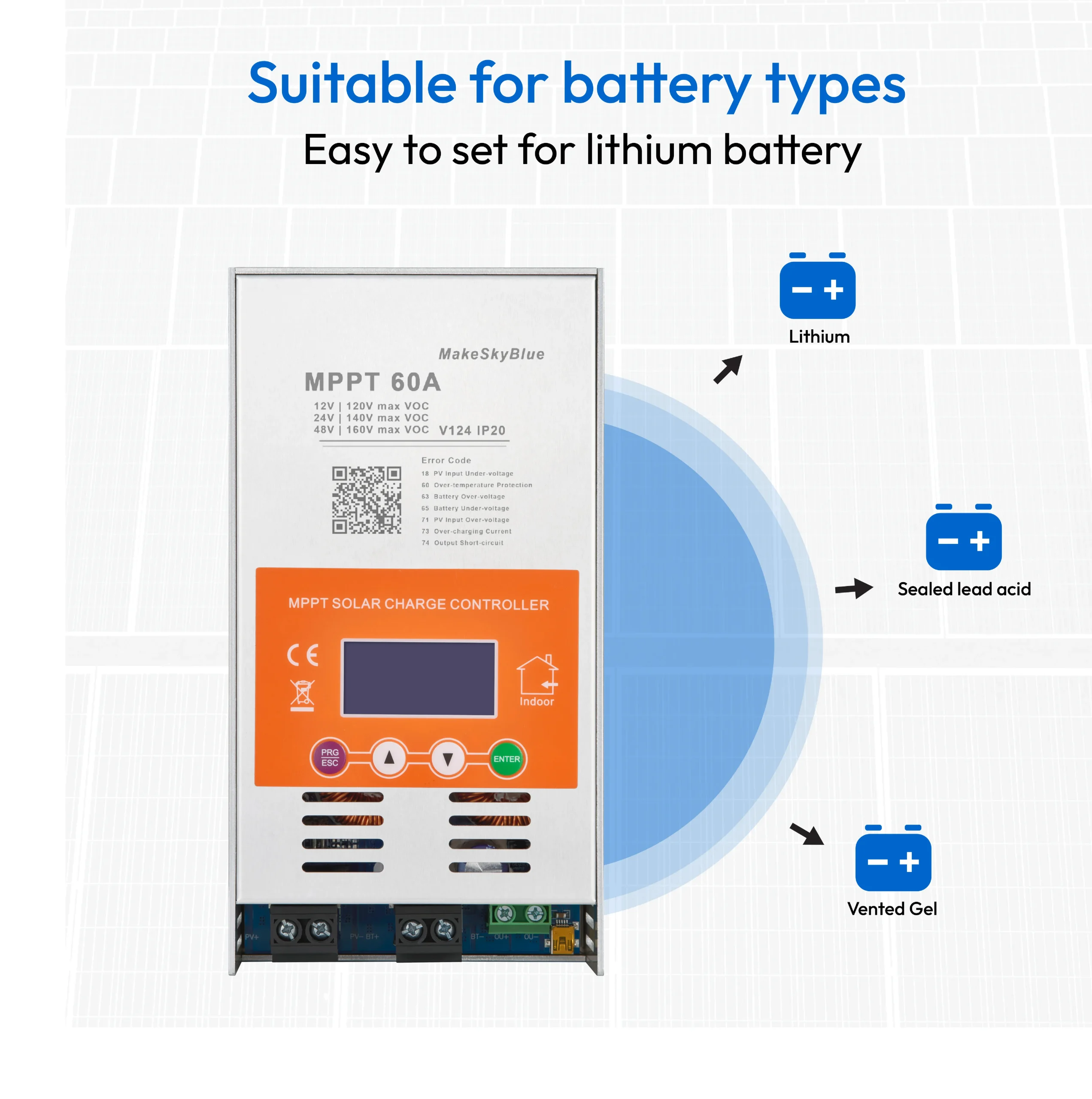 60A-V124 right电池类型_副本 MakeSkyBlue 60A MPPT Solar Laderegler V124 mit WLAN Fernsteuerung CloudBox – Bild 3