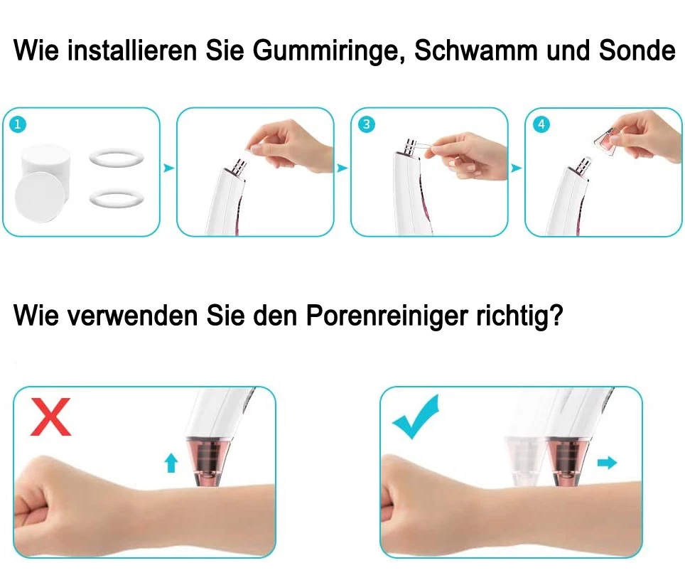 Porenreiniger Electric Mitesserentferner Gesicht Reinigung mit 4 Sonden-6 Porenreiniger Electric Mitesserentferner Gesicht Reinigung mit 4 Sonden – Bild 6