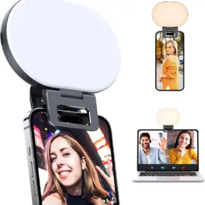 led videoleuchte handy selfie licht streaming leuchte mit clip akku, 3 lichtmodi