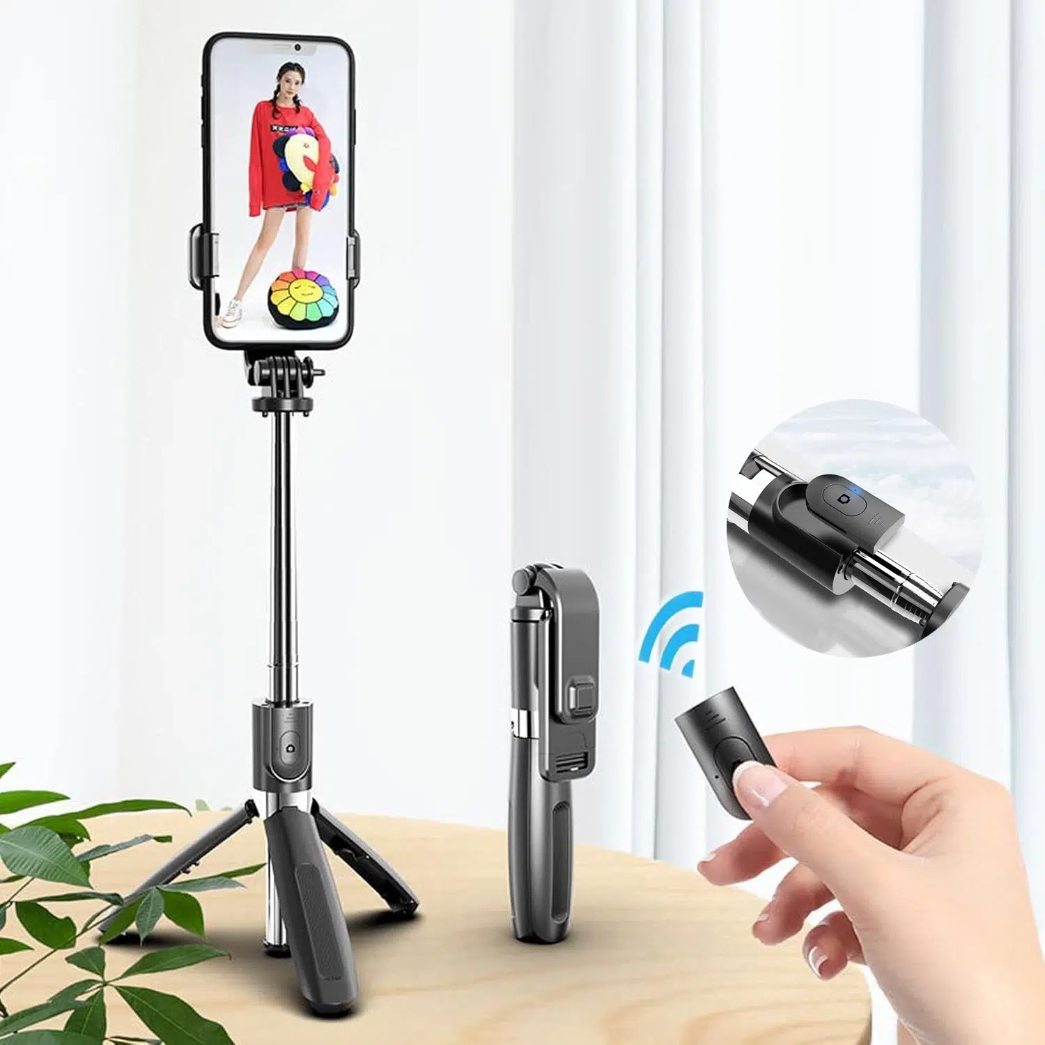 3 in 1 selfie stick, 360°rotation mit fernbedienung tragbar handyhalter 3 in 1 selfie stick, 360°rotation mit fernbedienung tragbar handyhalter